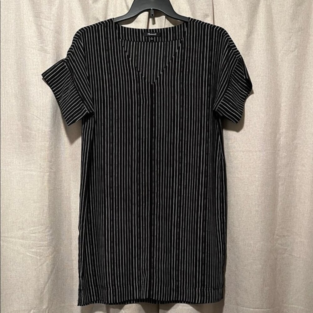 Madewell Black and White Pinstripe Dress Size Medium